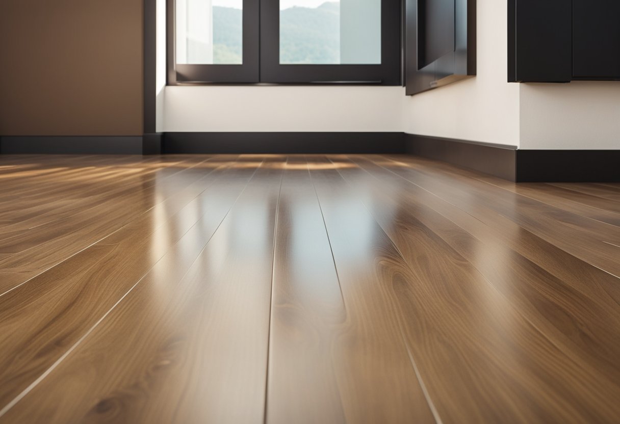 Water stains mar the smooth surface of laminate flooring. A damp cloth and mild cleaning solution lift the stains, restoring the floor's pristine appearance